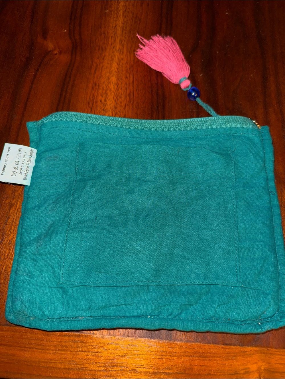 Green Velvet Embroidered Highland Cow Cosmetic Pouch - Picture 3 of 6